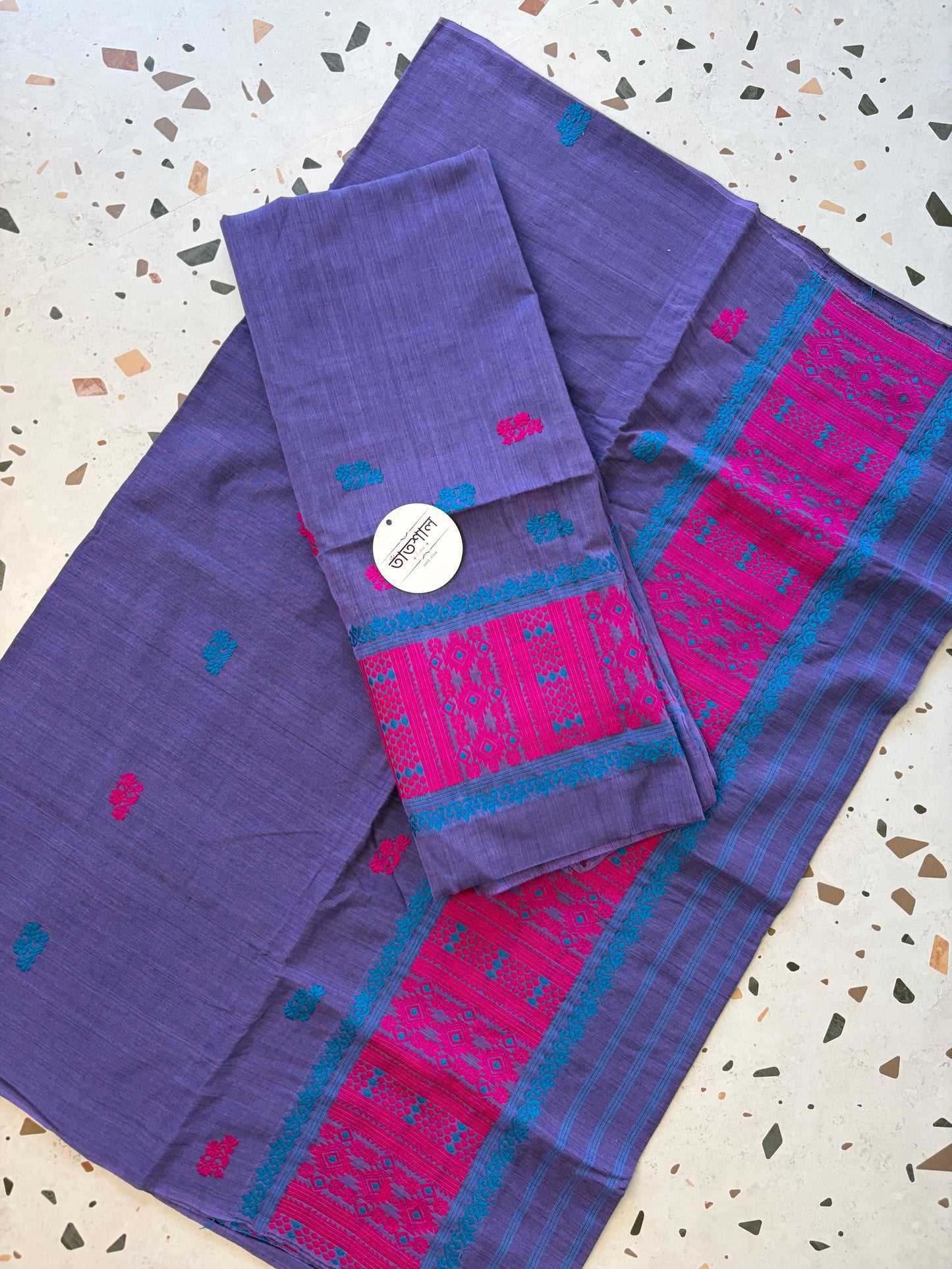 Pure Cotton Mekhela Sador - Soft Daily Wear (Purple)