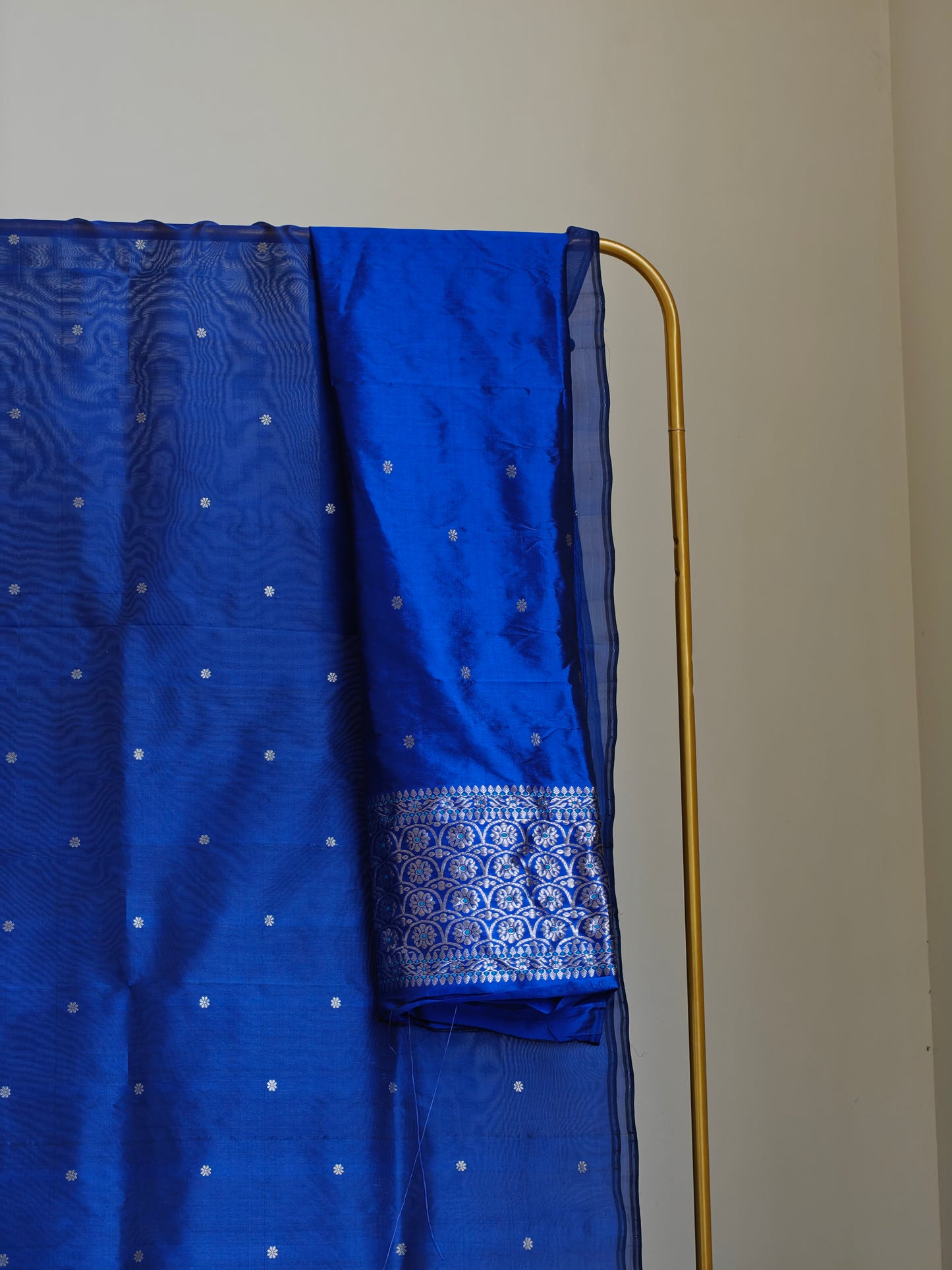 Royal Blue Pure Raw Silk (Kesapaat) Sador and Pure Mulberry (Pure Paat) Mekhela and Blouse - Tathal Clothing