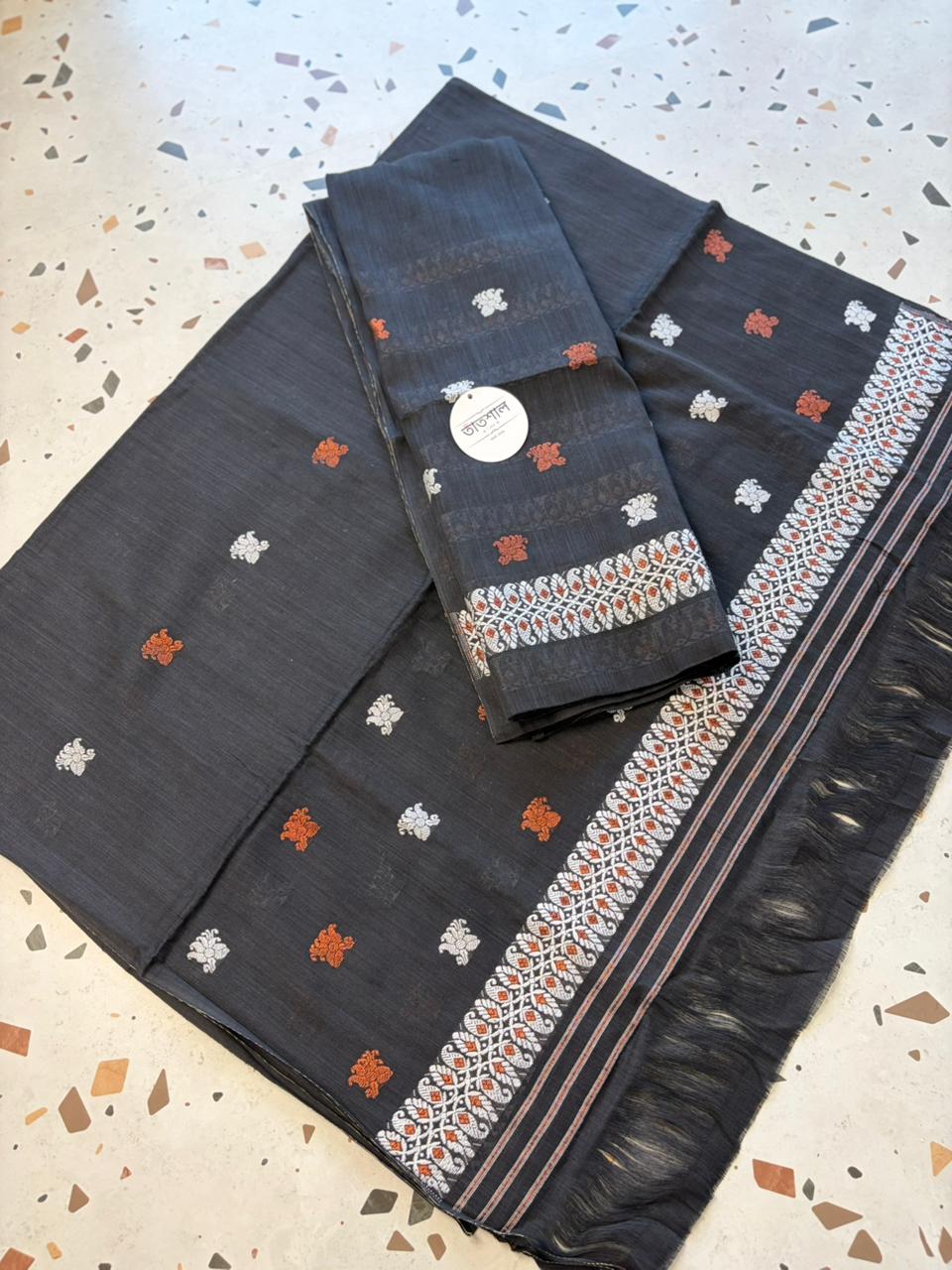 Pure Cotton Mekhela Sador - Soft Daily Wear (Black)
