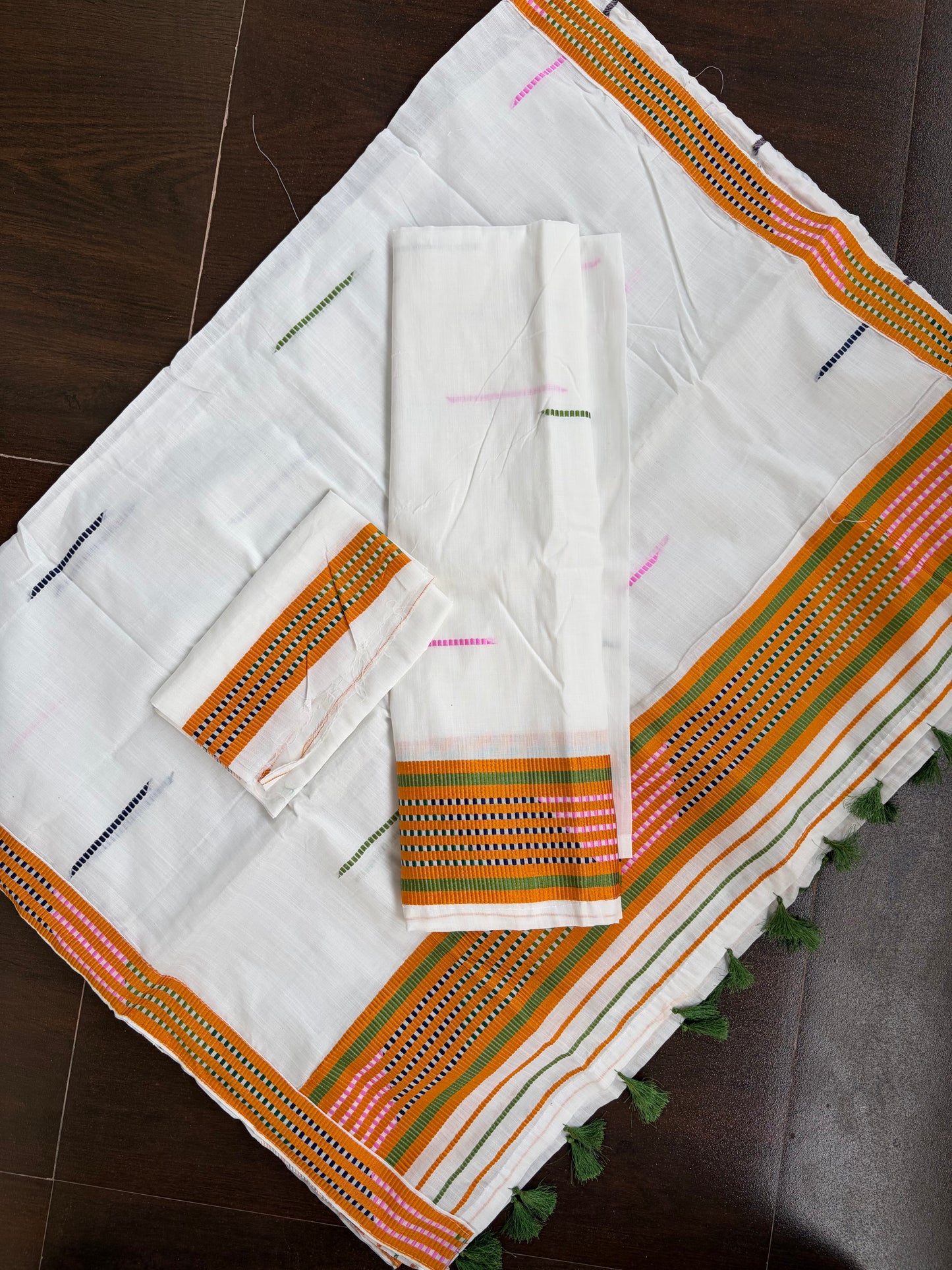 Kes Bosa Design Cotton Ready Set for Women in Yellow  Mekhela Sador - Tathal Clothing