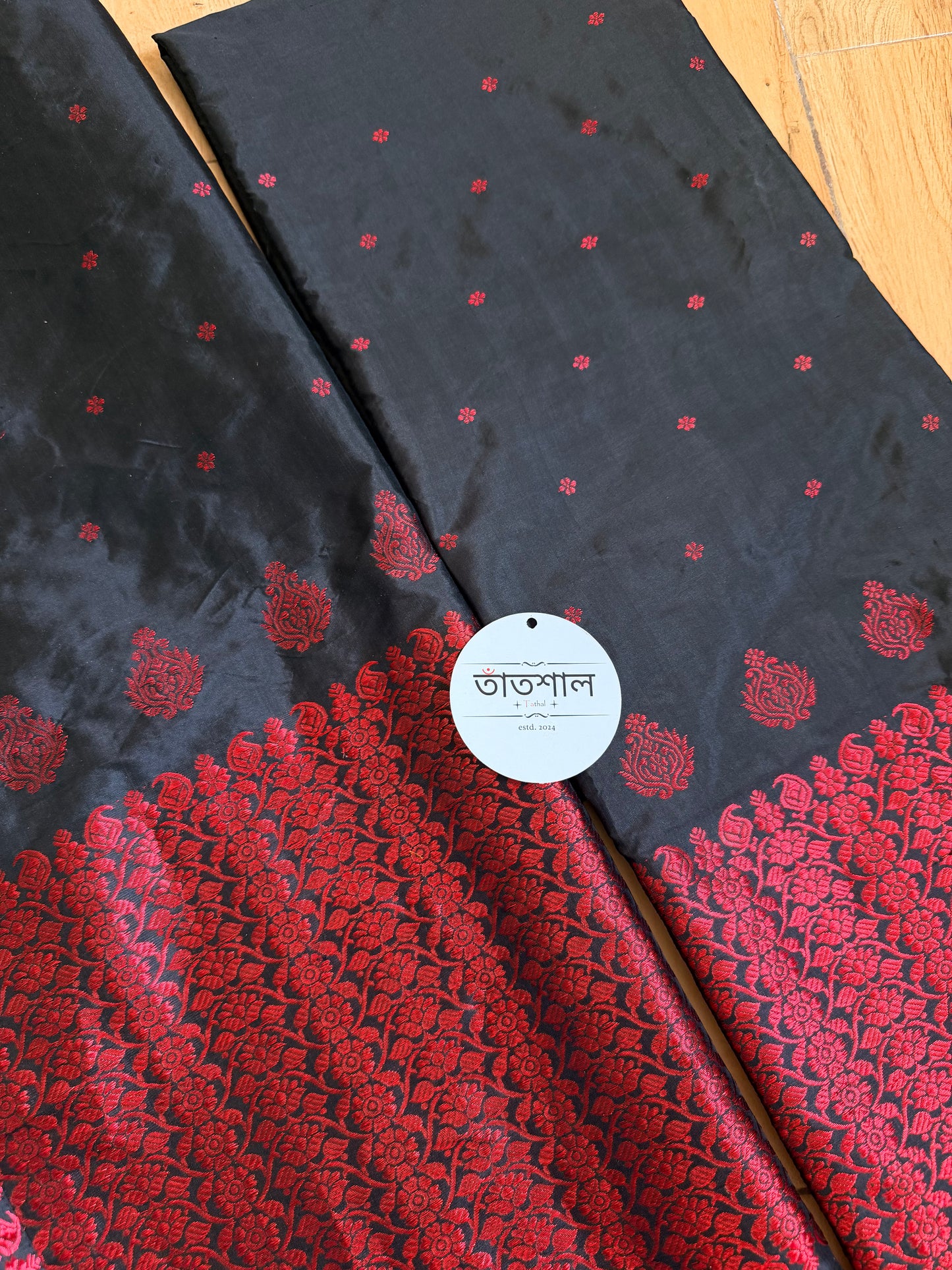 Black Pure Mulberry Silk Mekhela Sador set - Tathal Clothing