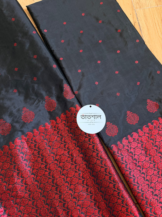 Black Pure Mulberry Silk Mekhela Sador set - Tathal Clothing