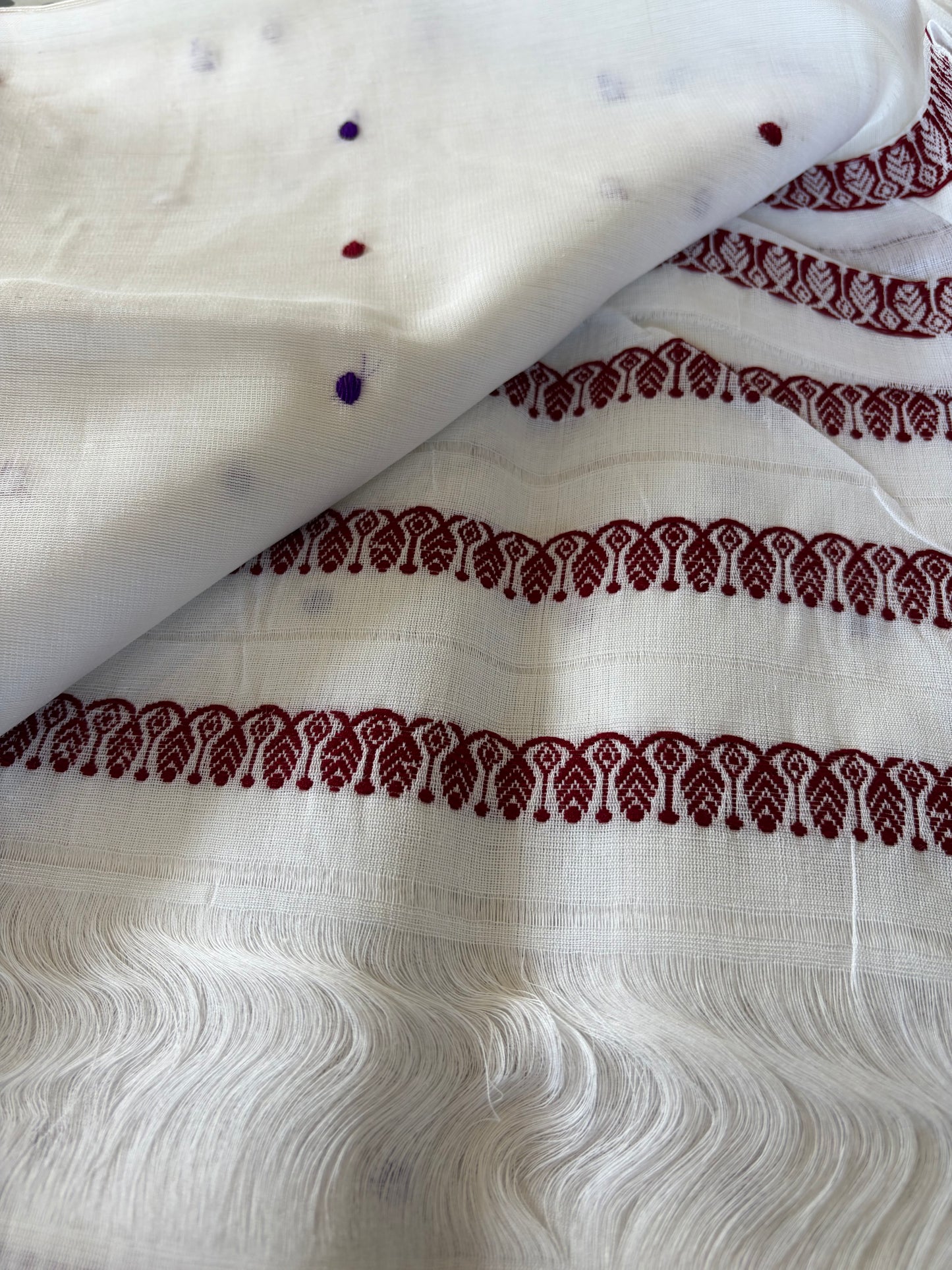 Nooni Cotton Mekhela Sador in White - Tathal Clothing
