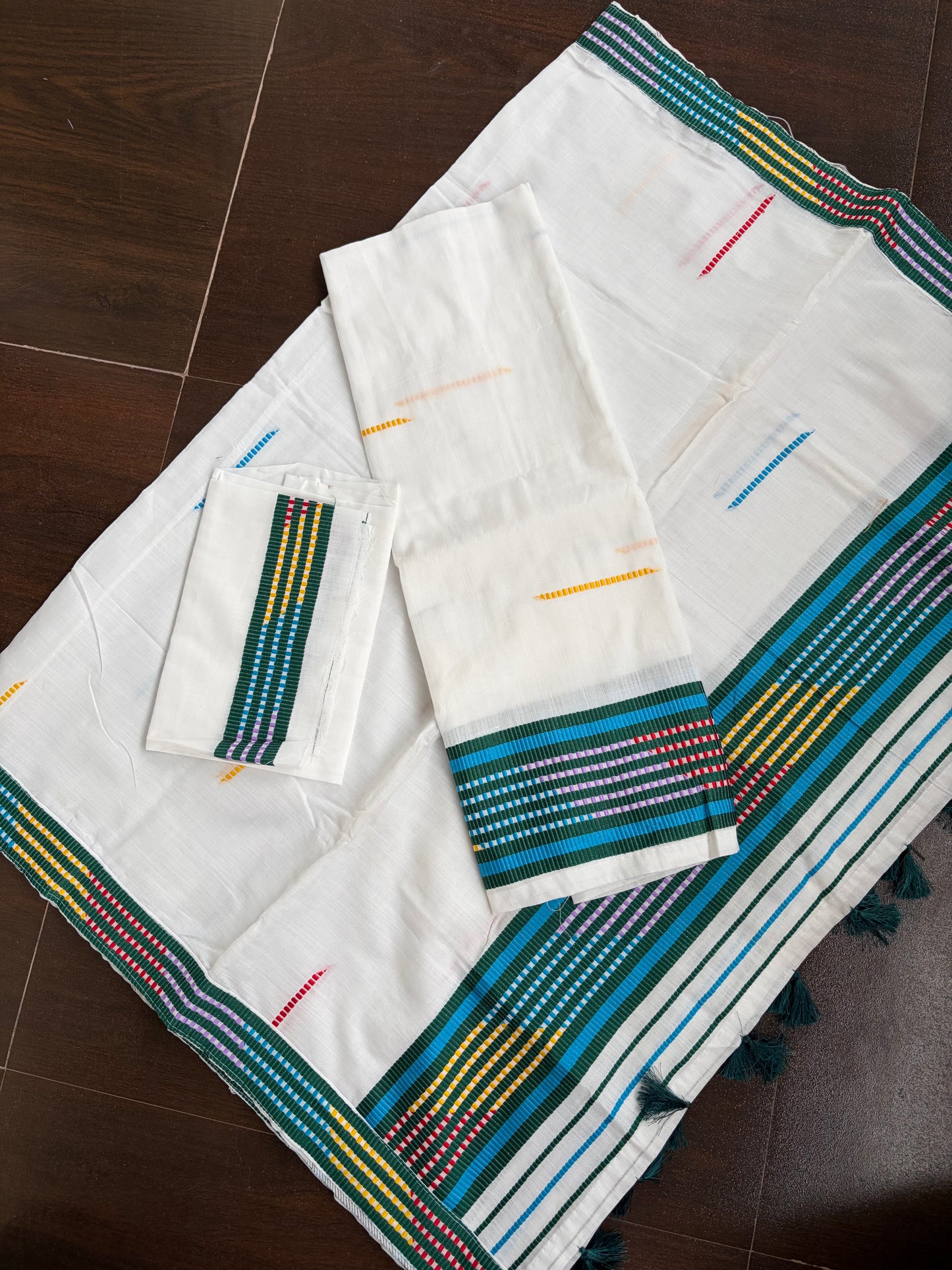 Kes Bosa Design Cotton Ready Set for Women in Black and Blue  Mekhela Sador - Tathal Clothing