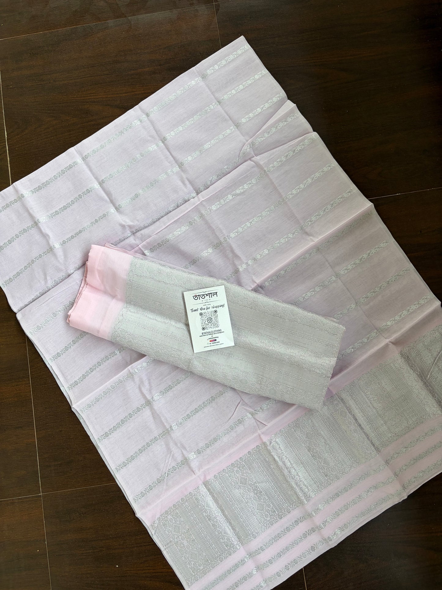 Baby Pink Cotton Mekhela Sador - Tathal Clothing