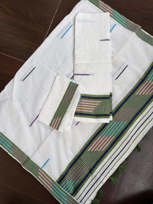 Kes Bosa Design Cotton Ready Set for Women in Black and Green Mekhela Sador - Tathal Clothing