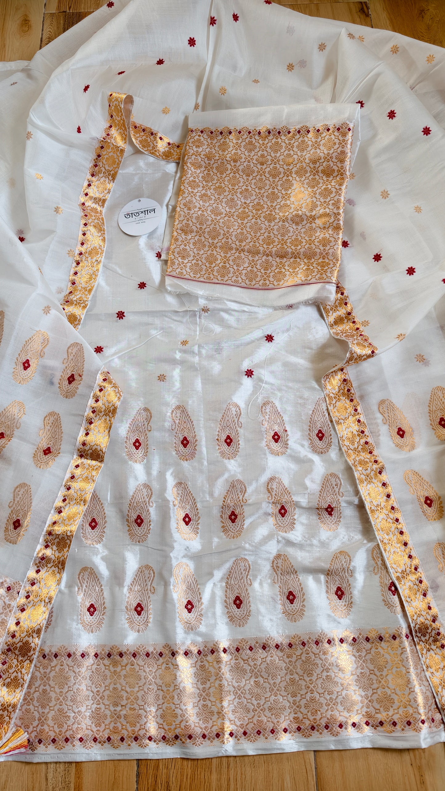Pure Raw Silk Sador and Mulberry Silk Mekhela with Blouse - Tathal Clothing
