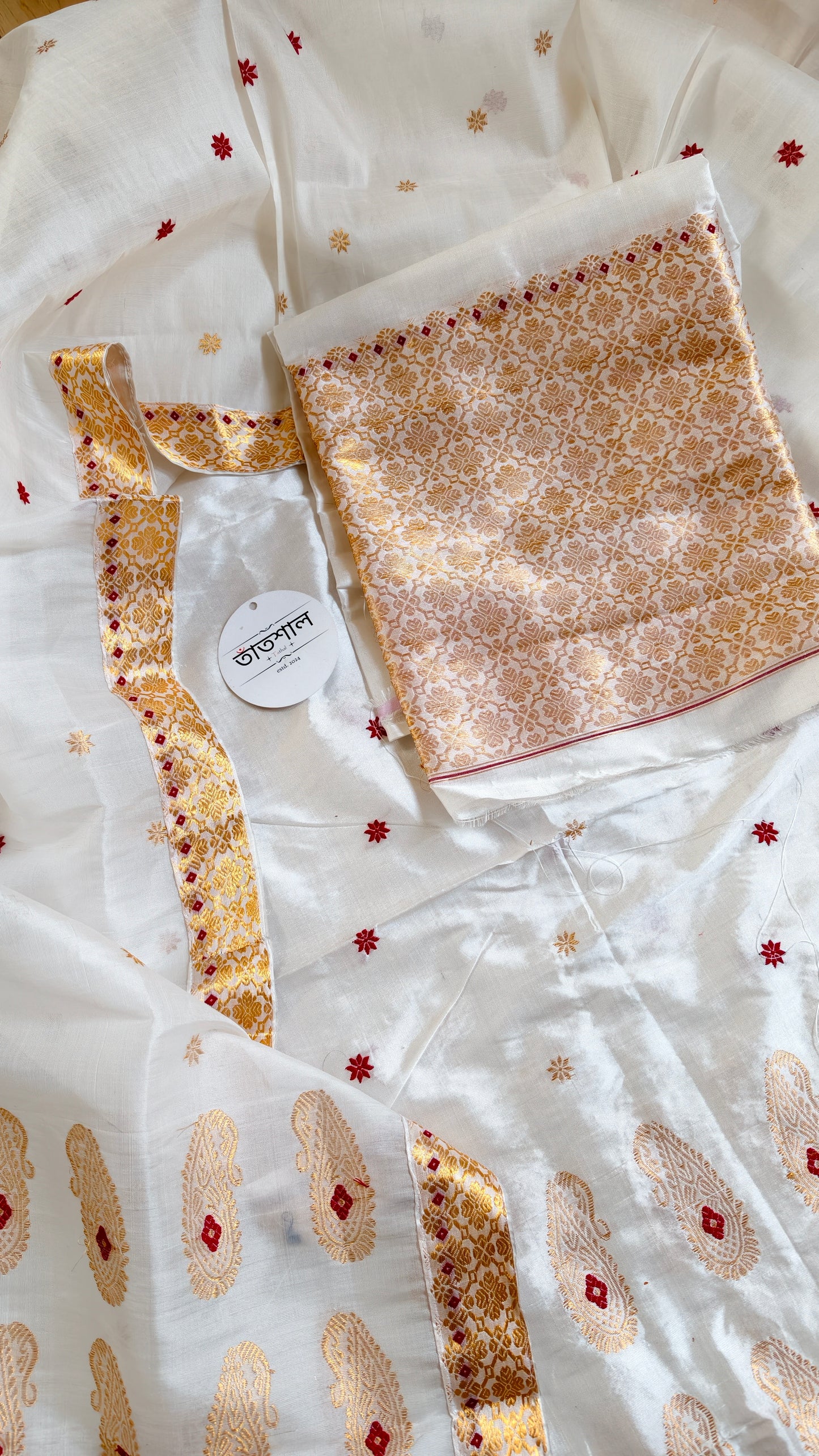 Pure Raw Silk Sador and Mulberry Silk Mekhela with Blouse - Tathal Clothing