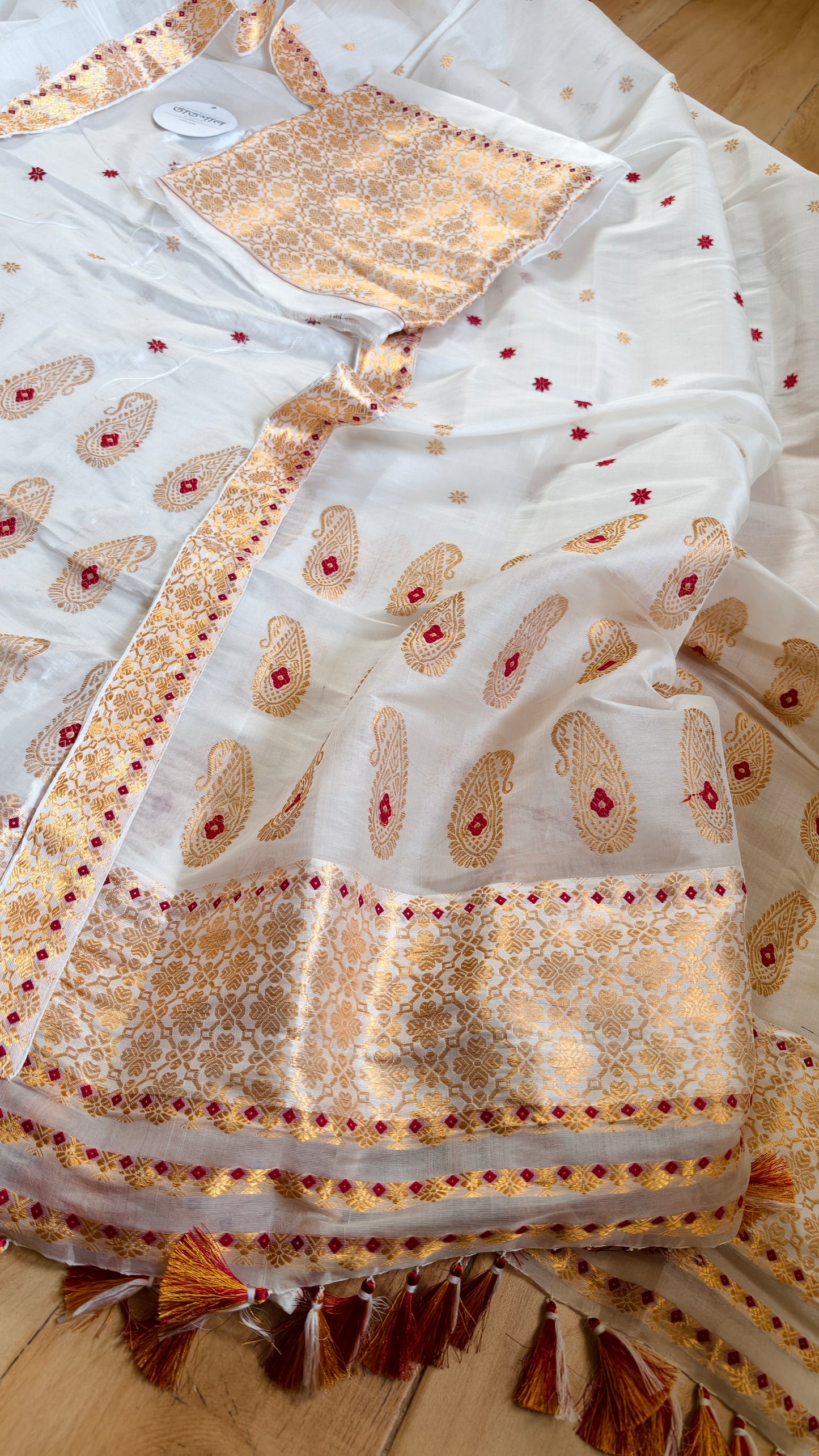 Pure Raw Silk Sador and Mulberry Silk Mekhela with Blouse - Tathal Clothing