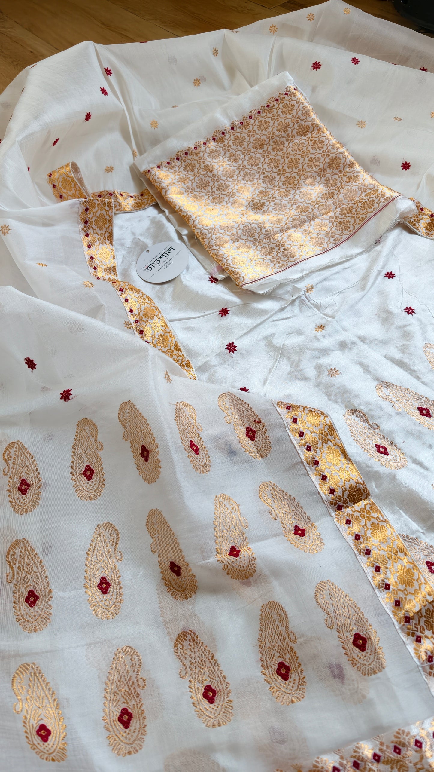 Pure Raw Silk Sador and Mulberry Silk Mekhela with Blouse - Tathal Clothing
