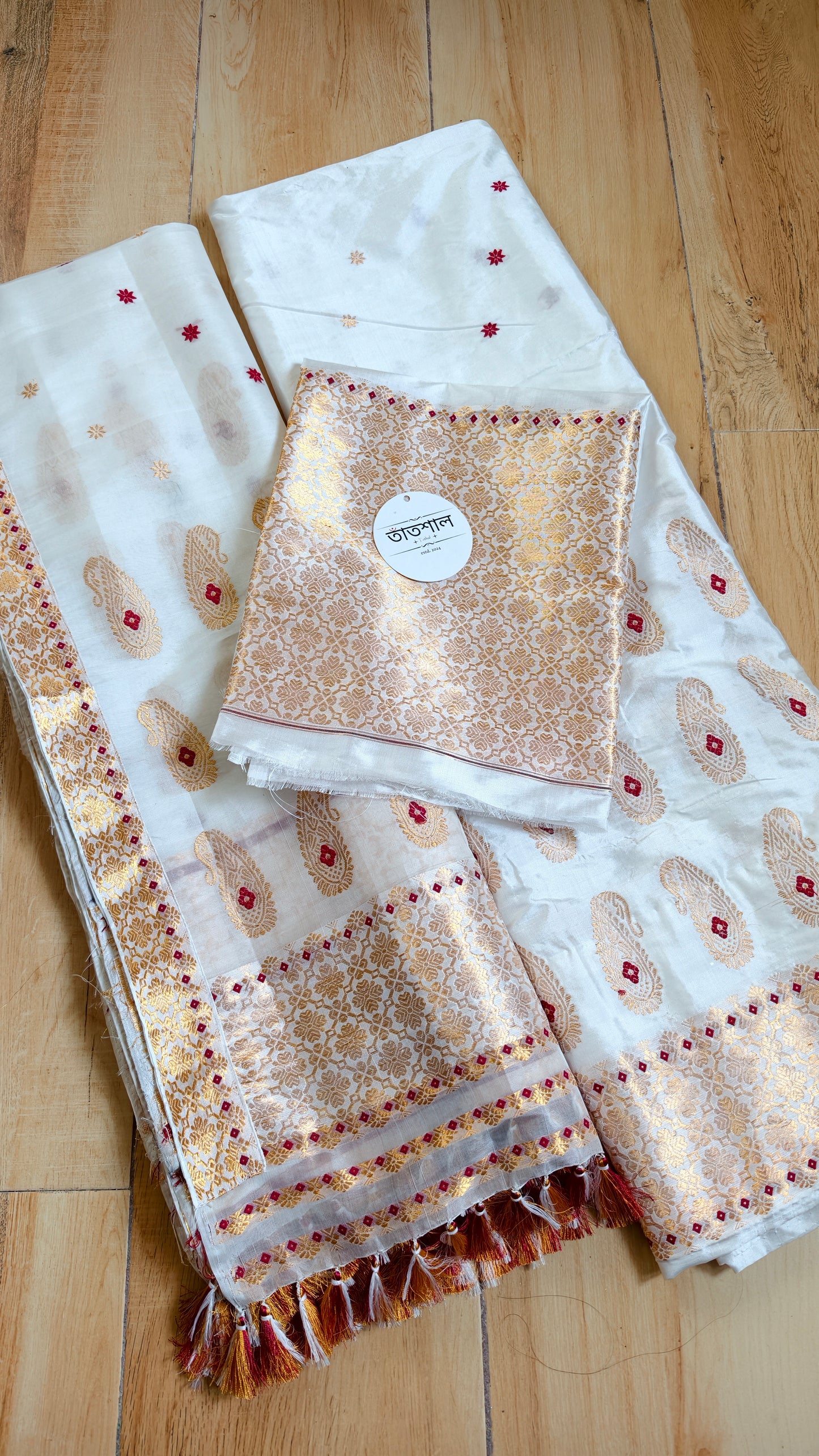 Pure Raw Silk Sador and Mulberry Silk Mekhela with Blouse - Tathal Clothing