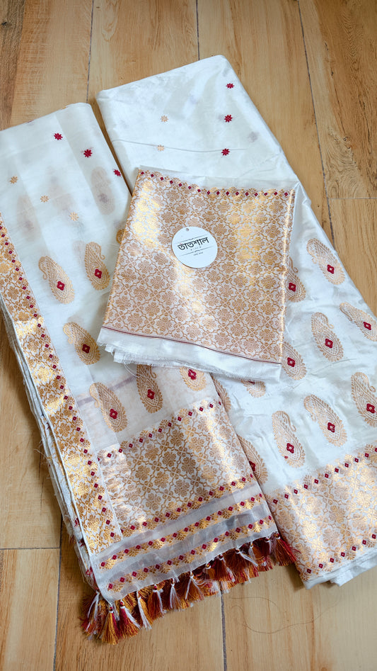Pure Raw Silk Sador and Mulberry Silk Mekhela with Blouse - Tathal Clothing