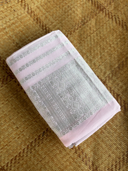 Baby Pink Cotton Mekhela Sador - Tathal Clothing