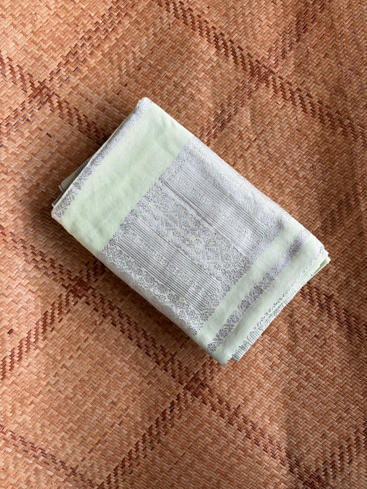 Mint Green Cotton Mekhela Sador - Tathal Clothing
