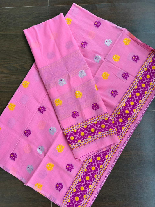 Cotton Mekhela Sador with Floral Design – Soft Daily Wear