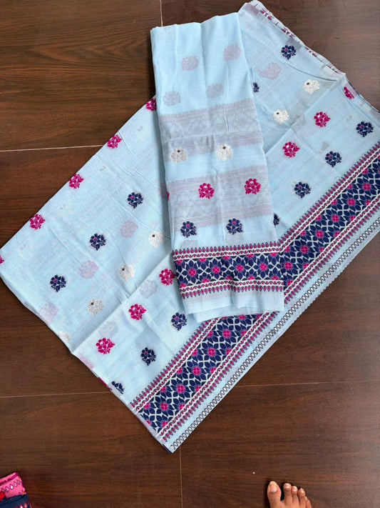 Cotton Mekhela Sador with Floral Design – Soft Daily Wear