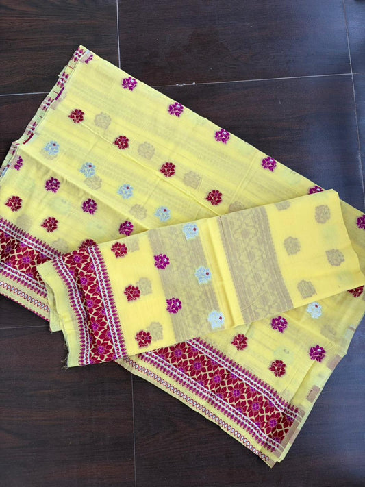 Cotton Mekhela Sador with Floral Design – Soft Daily Wear