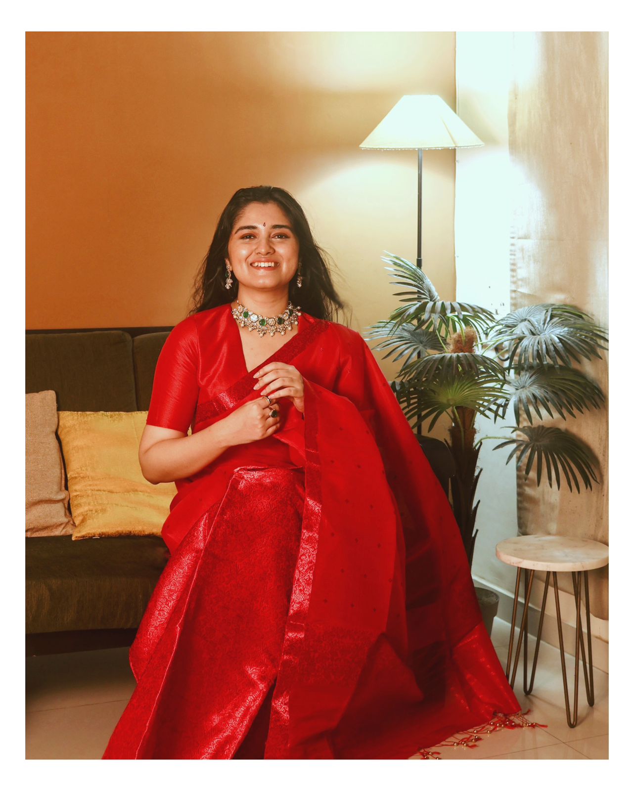 Red with Red Guna Pure Raw Silk Sador and Mulberry Silk Mekhela with Blouse - Tathal Clothing