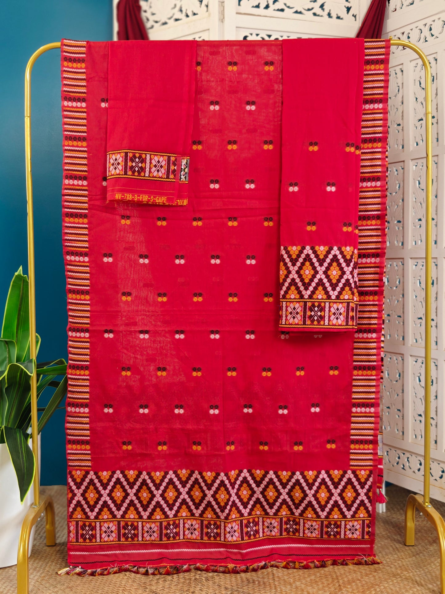 Red Mising Mekhela Sador - Tathal Clothing